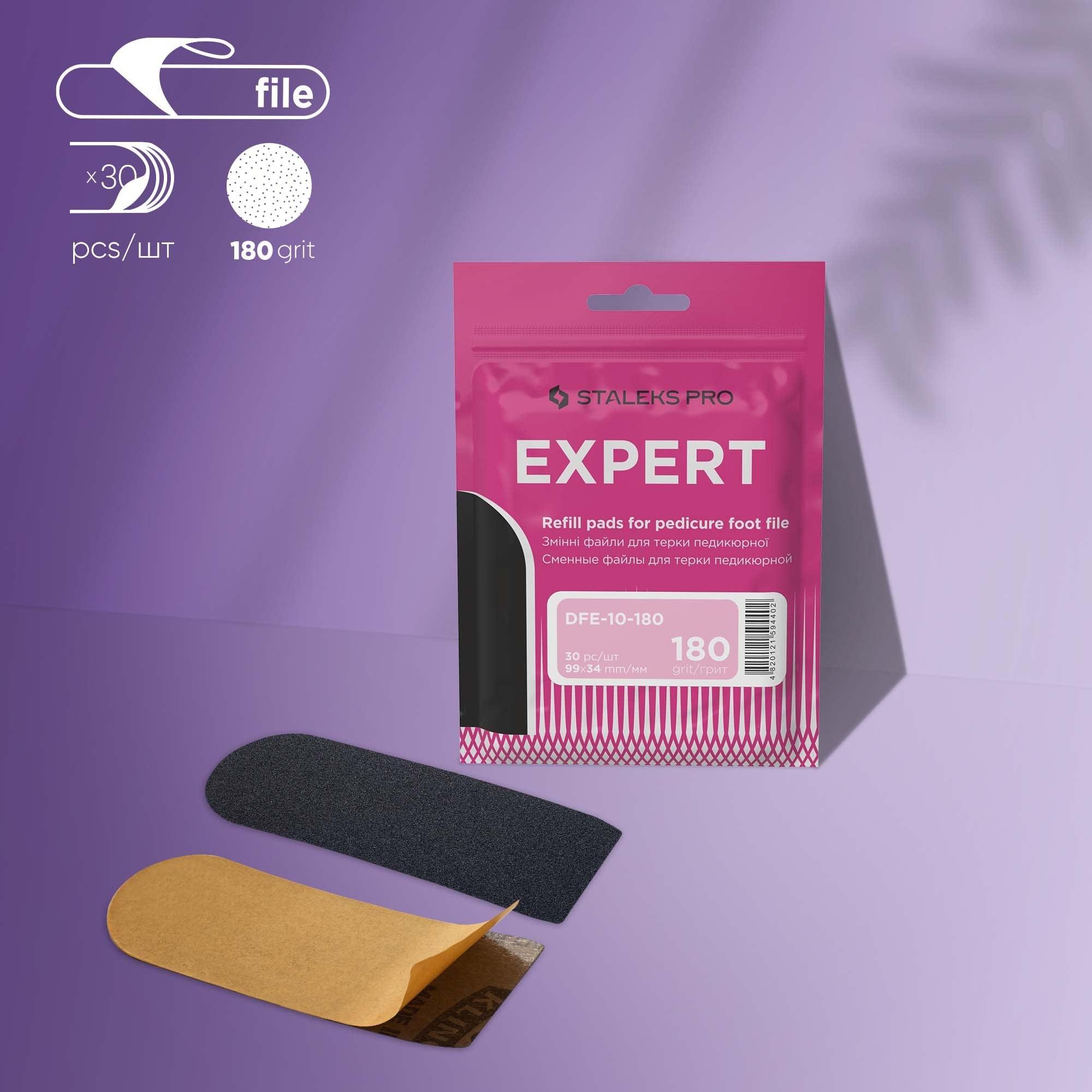 Replaceable abrasive kit for pedicure rasps EXPERT 10 180 grit (30 pcs) image 0